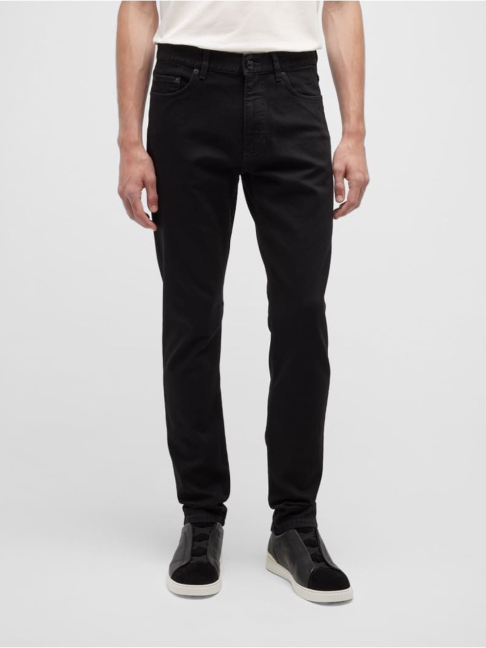 Ermenegildo Zegna "Gan" Fit Stretch Cotton 5-Pocket Trousers Black Mens Sz 36
